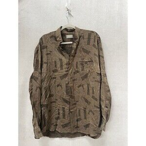 Riscatto Mens Button Up Dress Shirt Size LG Made in Italy Brown Abstract vintage